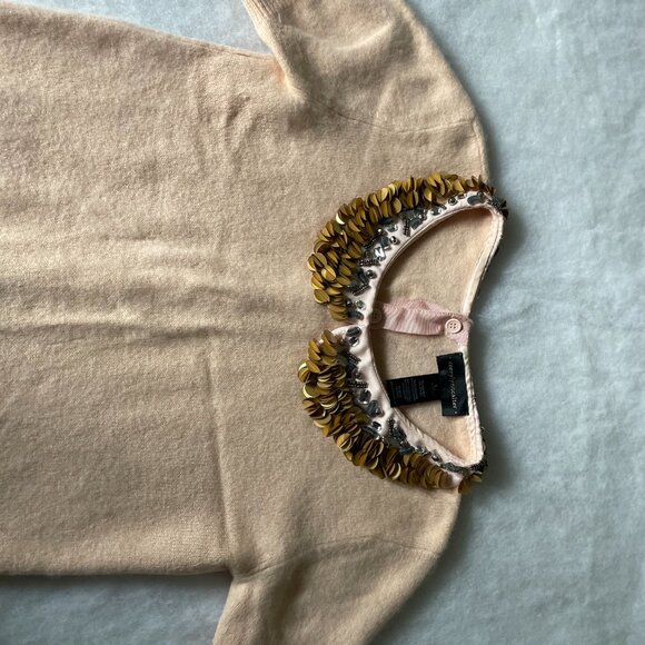 Corey Lynn Calter Womens Peach Embellished Short Sleeve Pullover Sweater Size L - Picture 3 of 11